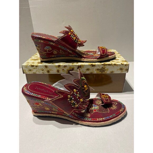 John Fashion Wedge Sandals Size 10 New In Box - Picture 3 of 10